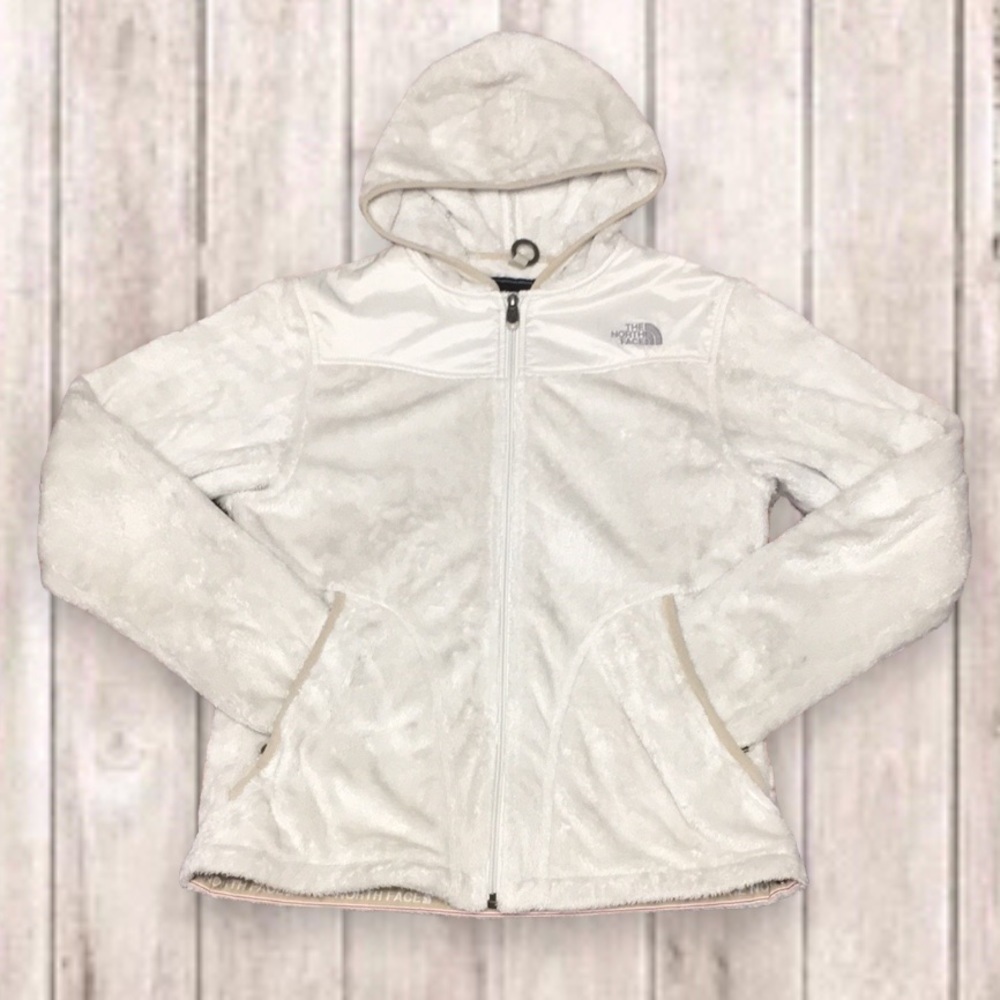The North Face Full Zip Hoodie Teddy Bear Fleece Beige Cream Size Medium